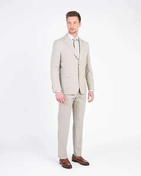 Béžový vlněný houndstooth oblek