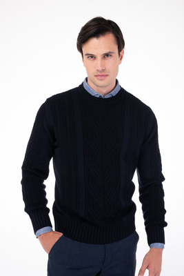 Vlnený sveter s bavlnou V pohodlnom strihu