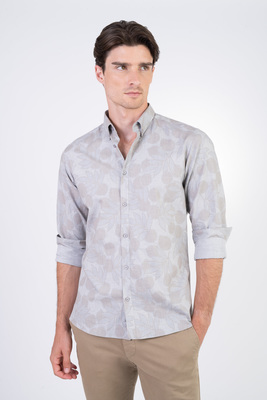 Bavlnená košeľa so vzorom V pohodlnom strihu Bavlnená košeľa so vzorom V pohodlnom strihu