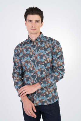 Bavlnená košeľa so vzorom V pohodlnom strihu