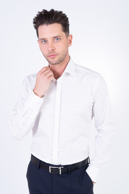 Bavlnená košeľa so vzorom V priliehavom strihu