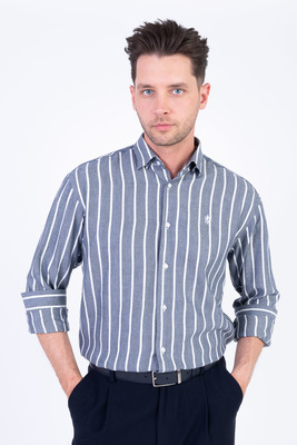 Bavlnená košeľa s lineárnym vzorom Vo voľnom strihu Bavlnená košeľa s lineárnym vzorom Vo voľnom strihu