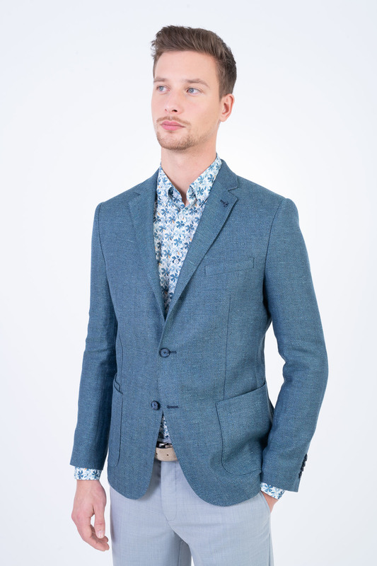 Ľanové herringbone sako V pohodlnom strihu