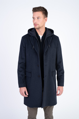 Vlnený plášť s kapucňou V pohodlnom strihu
