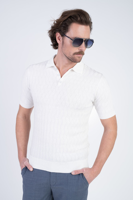 Pletené polo s ľanom V pohodlnom strihu Pletené polo s ľanom V pohodlnom strihu